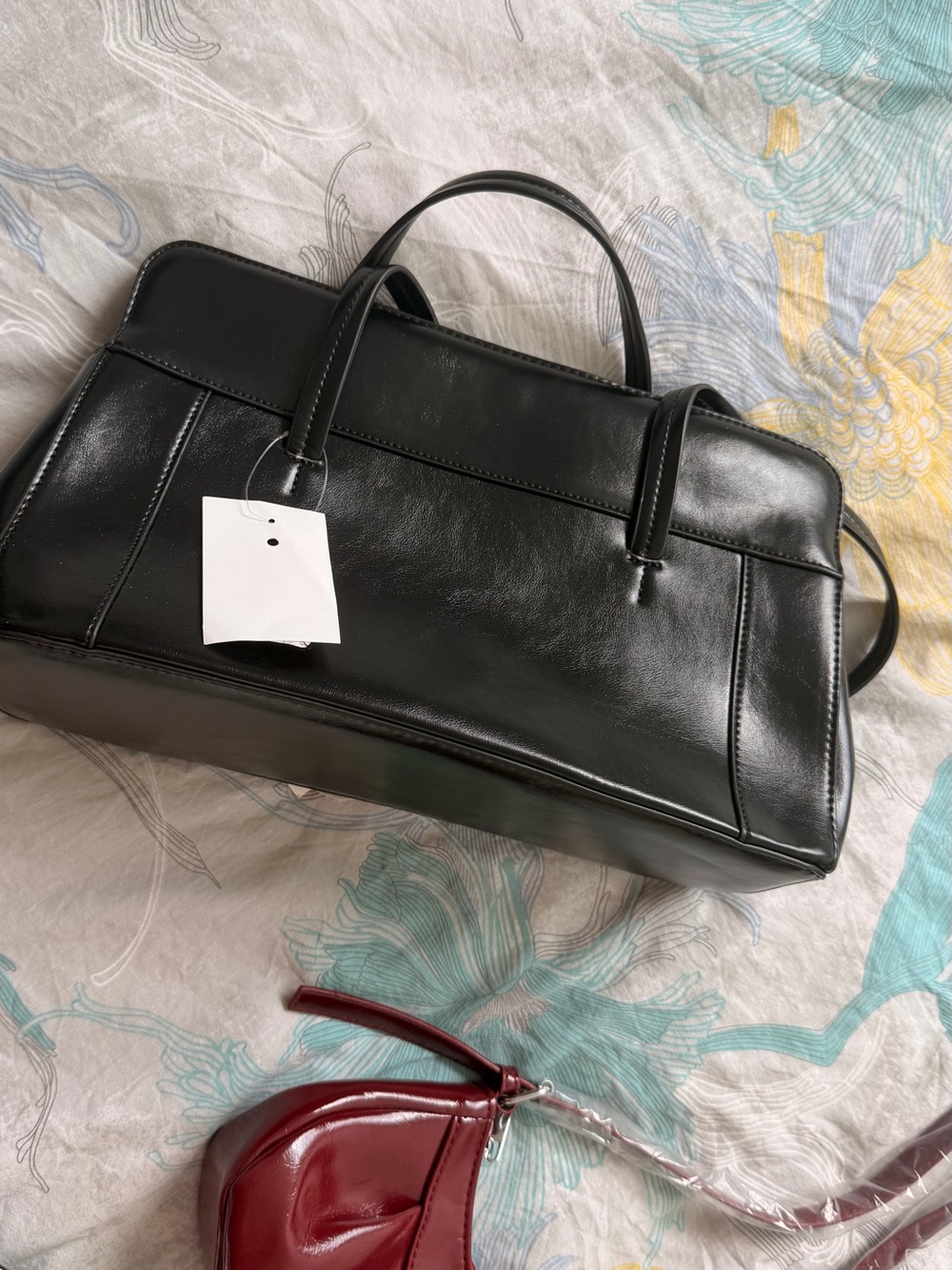 Classic Black Leather Top-Handle Satchel